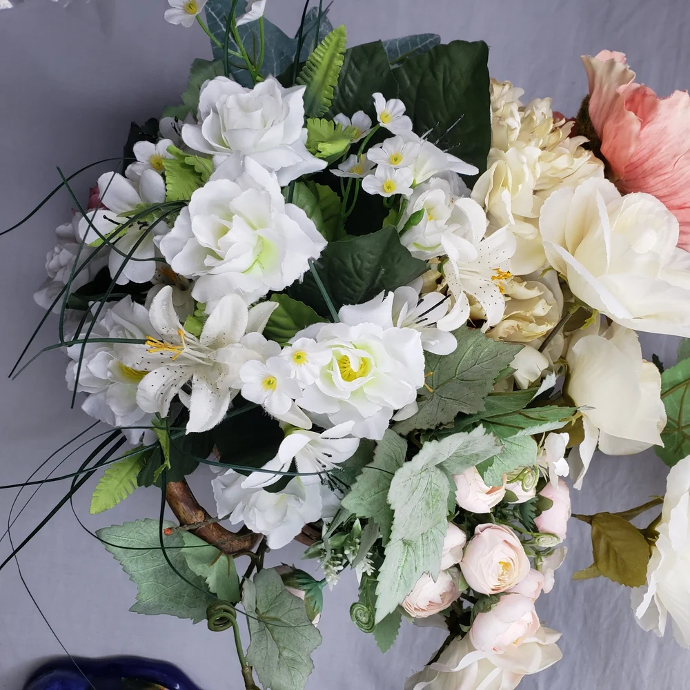 Faux Florals with White and Pink Accents
